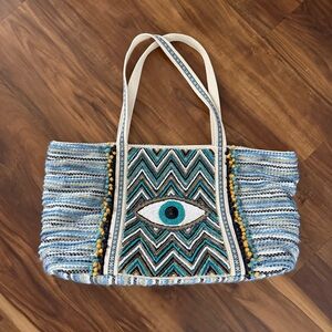 America & Beyond | Grecian Nights Evil Eye Tote | Hand Beaded | TikTok Trend
